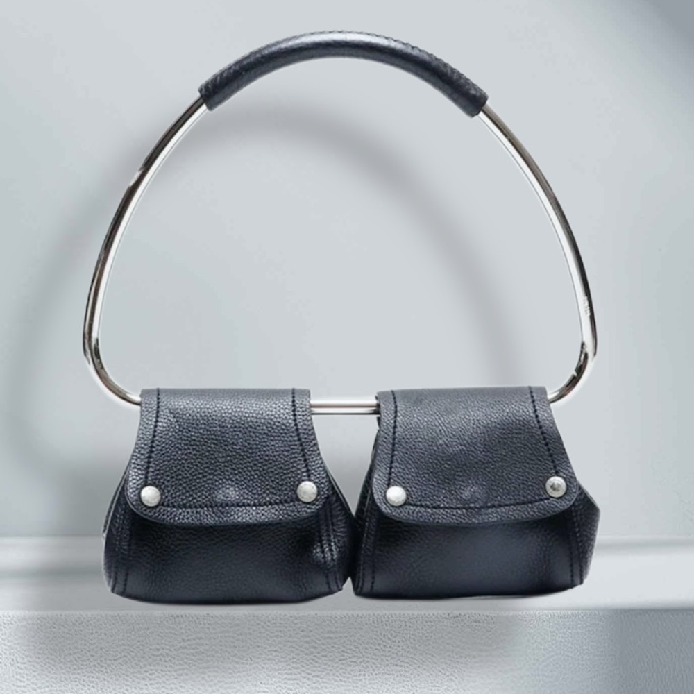 ***SOLD***Archival Prada Black Leather Loop Handle Handbag SS2003 100% Authentic